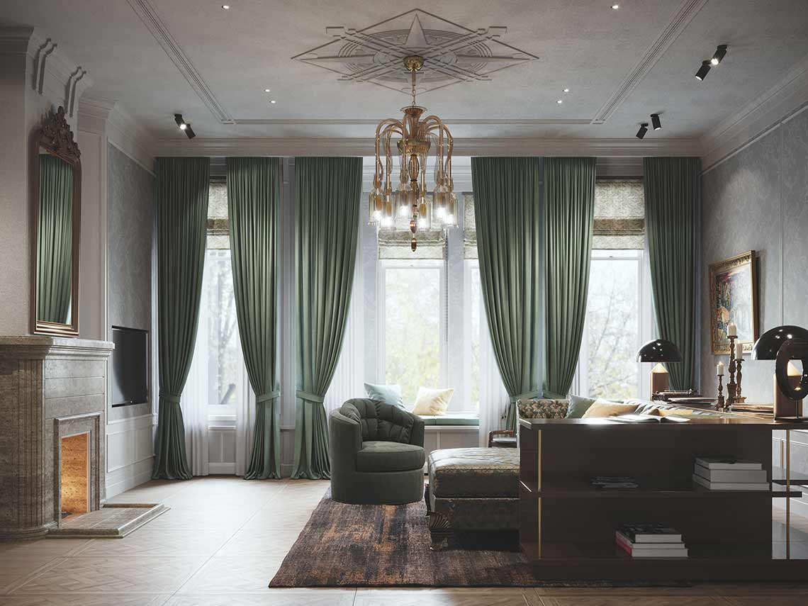 3D-Visualisierung einer Luxuswohnung in Amsterdam, Wohnzimmer