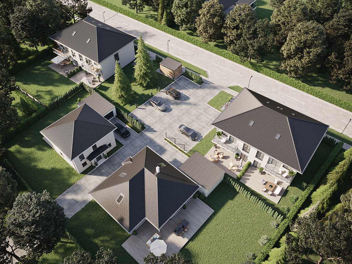3D Luftbild Visualisierung für Mehrfamilien- und Einfamilienhäuser