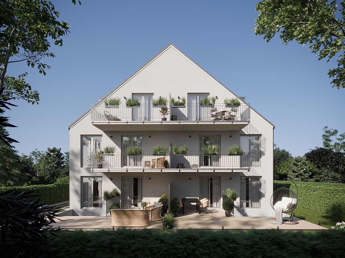 terrace visualization for modern houses in Rosenthal, Germany