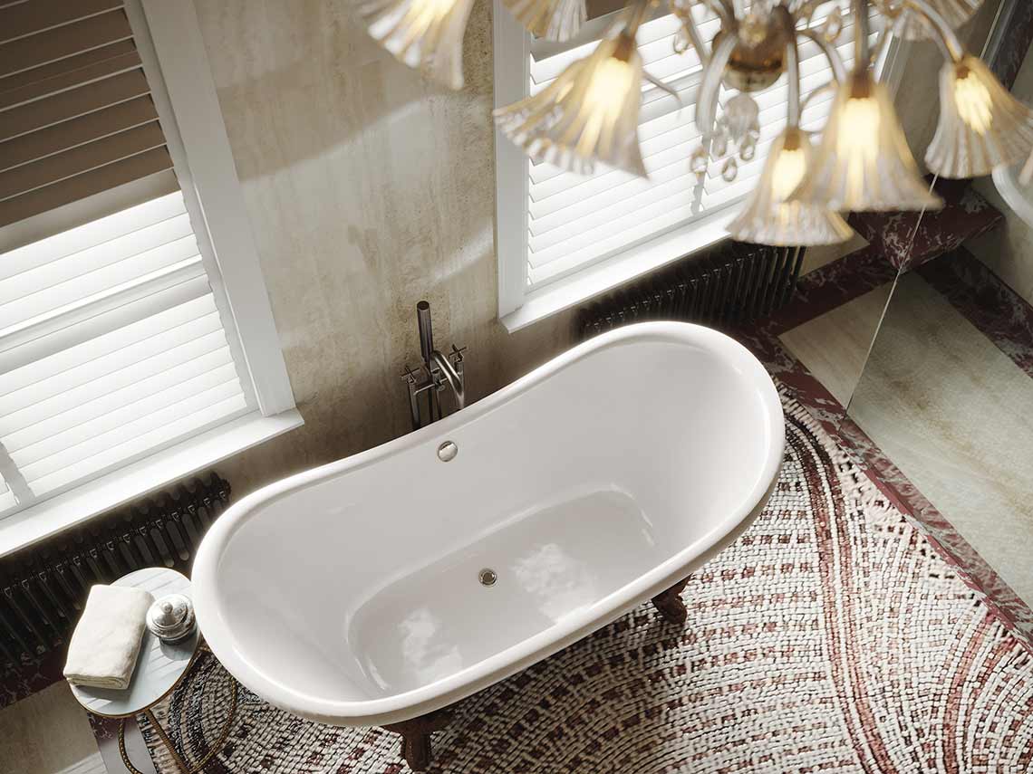 3D interior visualisation of bathroom, in art deco style apartment, close up view